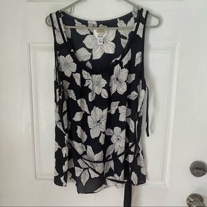 Talbots Pure Silk tropical flower sleeveless blouse 16